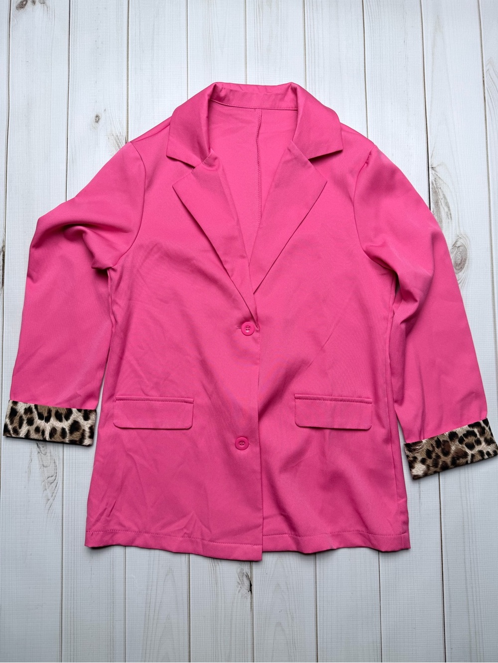 Women's Hot Pink Blazer with Leopard Cuff